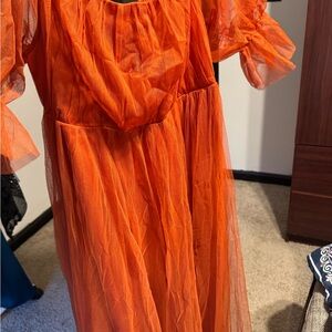Orange maternity net dress